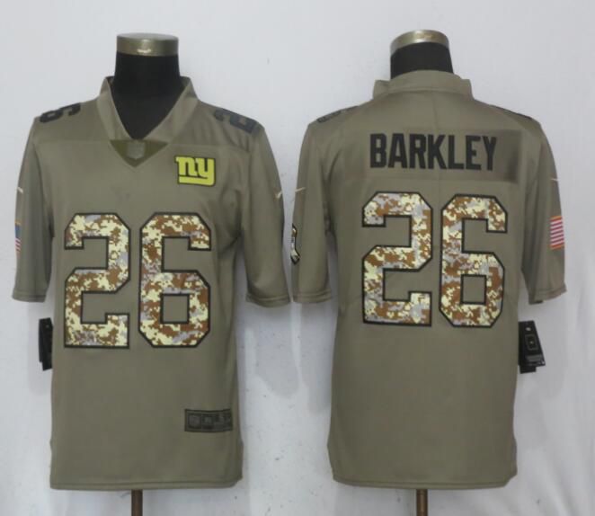 Men New York Giants #26 Barkley Olive Camo Carson Salute to Service Limited Nike NFL Jerseys